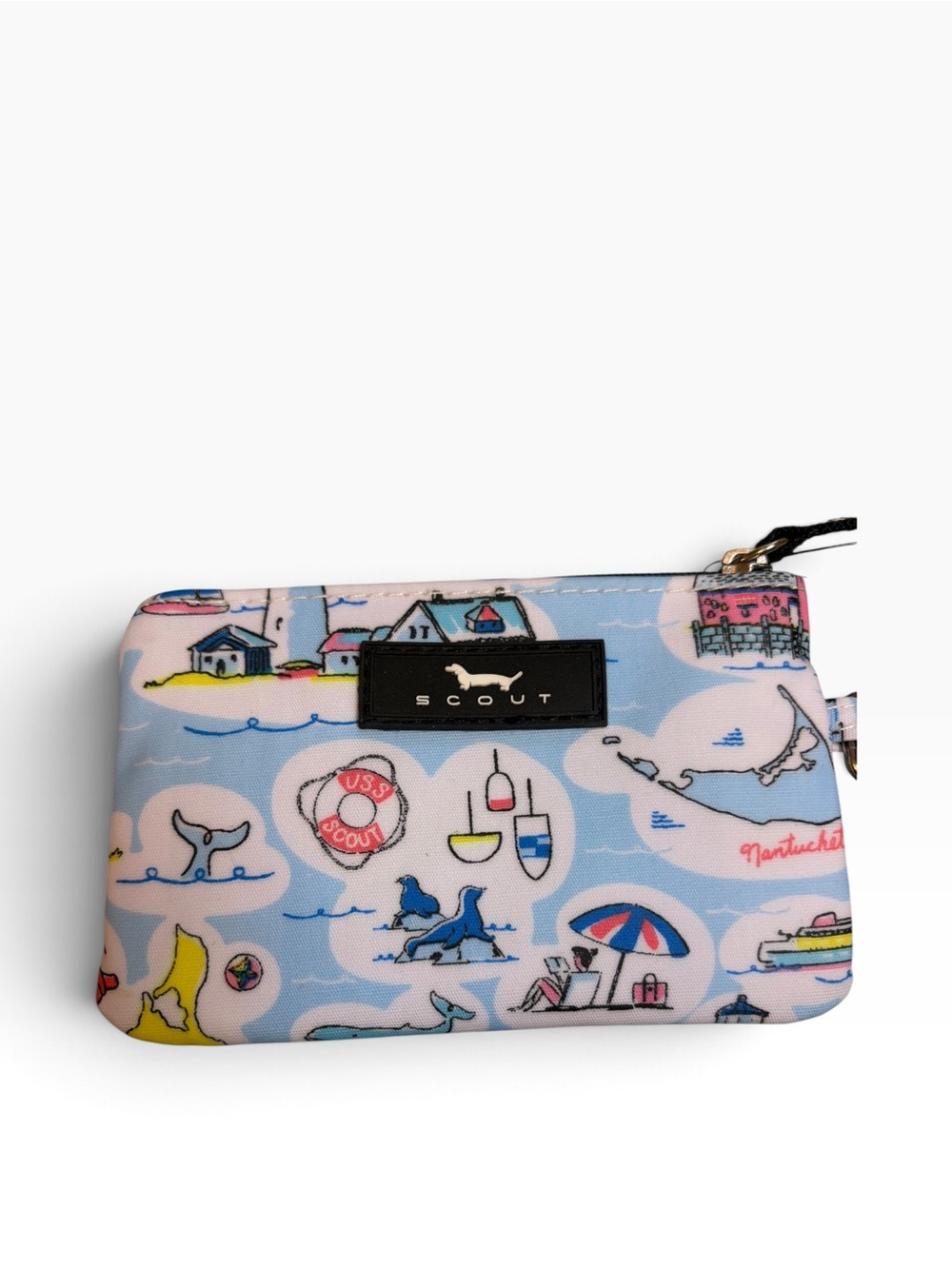 SCOUT Ocean Nantucket Boat Print IDKASE Keychain Card Case ID Holder Wallet - Picture 2 of 4